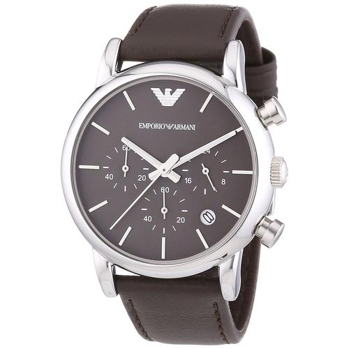 Emporio Armani Ar1734 Brown Leather Strap Brown Dial Date-Window Chronograph Watch