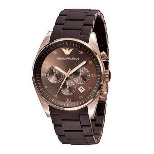 Emporio Armani Ar5891 Brown & Gold Sports Silicone Chronograph Watch