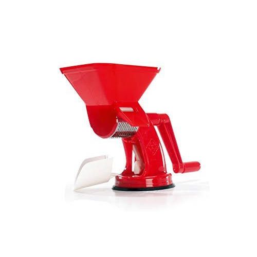 Rigamonti - Art.66 - Velox - Pressoir à fruits - Corps en polypropylène - Rouleau et manche en nylon - Panier en acier inoxydable 18/C - Rouge