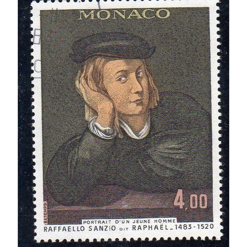 Timbre-Poste De Monaco (Tableau De Raphaël : Portrait De Jeune Homme) 