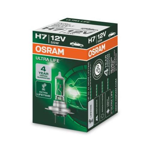 Osram Ultra Life H7, Lampe De Phare Halogène, 64210ult, 12v Véhicule De Tourisme, Boîte Pliante (1 Pièce)