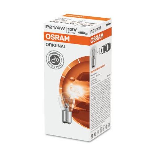 Osram Original P21/4w Lampe Halogène, Feu Stop, Antibrouillard Arrière, 7225, 12 V Véhicule De Tourisme, Boîte Pliante (10 Pièces)