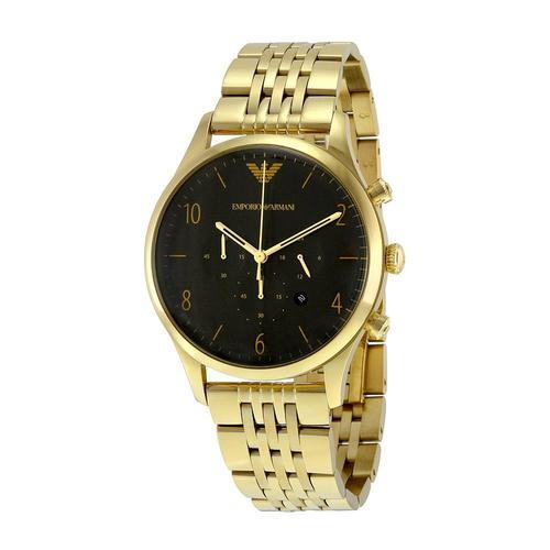 Emporio Armani Ar1893 Black Dial Gold Strap Watch