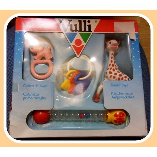 Vulli Coffret 1 Er Eveil  2 Anneaux De Dentition ** Girafe Sophie *  Hochet Magique   Vintage Année 1980  