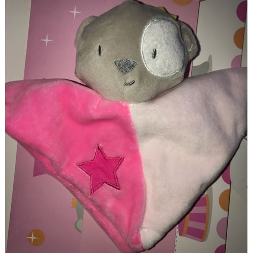 Doudou Ours Tom & Zoé Circus By Cmp Peluche Ourson Nounours Rose Gris Etoile 