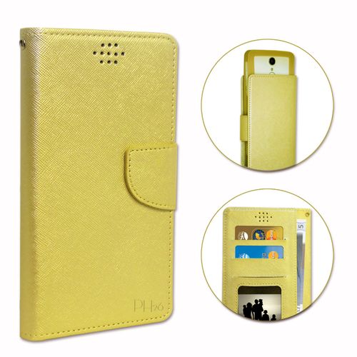 Huawei Mate 9 Etui Housse Folio Or Gold Façon Cuir Texturé Avec Porte Cartes Et Surpiqûres Apparentes By Ph26®