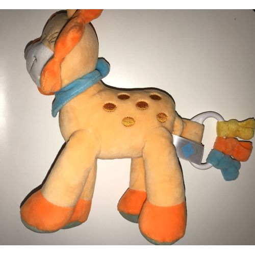 Doudou Musical Lion Tex Baby Orange Blanc Bleu Jouet Peluche Boite A Musique Bebe