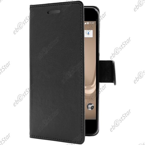 Ebeststar ® Etui Portefeuille Housse Coque Protection Folio Book Livre Pour Wiko Tommy 2, Couleur Noir [Dimensions Precises De Votre Appareil : 145 X 72.7 X 9.19 Mm, Écran 5'']