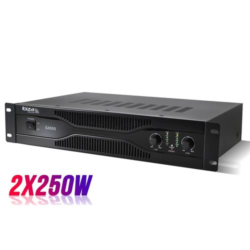 Amplificateur sono 2 x 250W rack 19" XLR/RCA/Jack 6.35mm - Ibiza Sound SA500