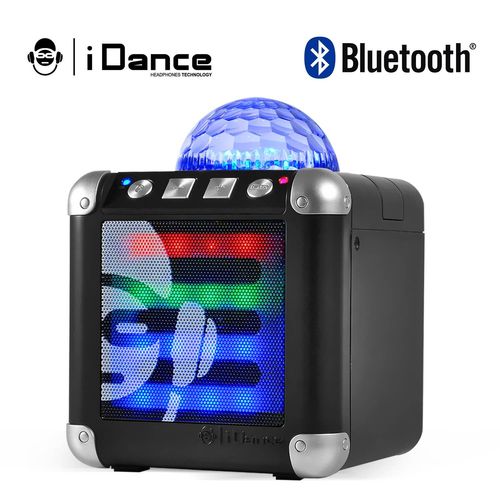 Mini enceinte bluetooth noir iDance CUBE MINI 3 à LEDs RGB sur batterie - USB - 3W RMS