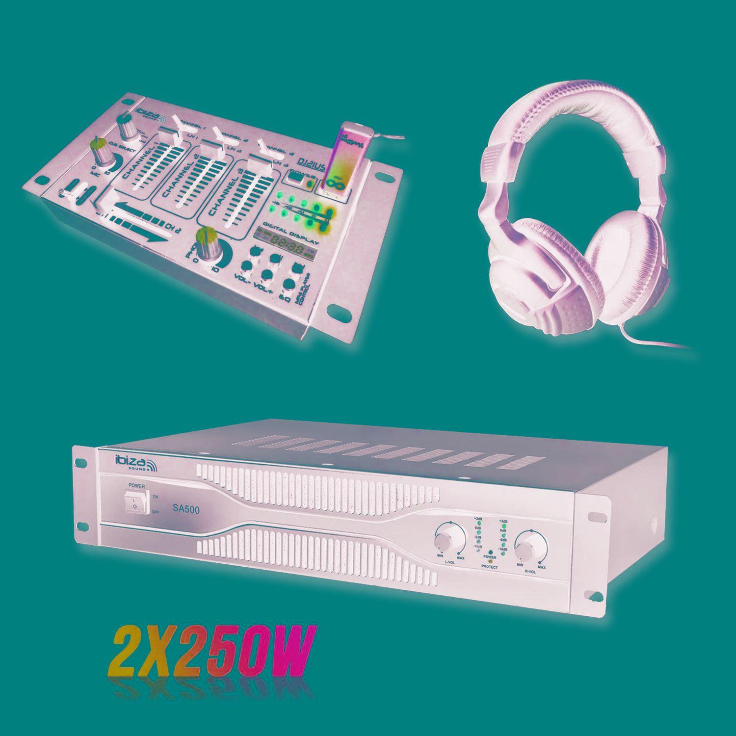 Pack sonorisation amplificateur 500W SA500 + Table de mixage 4 voies 7  entrées + Casque