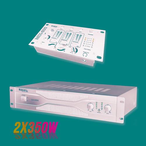 Pack sonorisation amplificateur 700W SA1000 + Table de mixage 3 voies 5 entrées MIX800