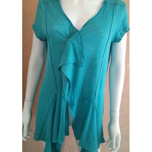 Gilet Patrice Bréal Lin 44 Turquoise