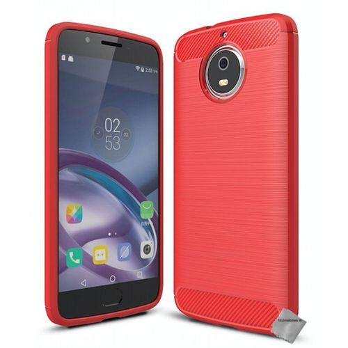 Housse Etui Coque Silicone Gel Carbone Pour Motorola Moto G5s + Verre Trempe - Rouge