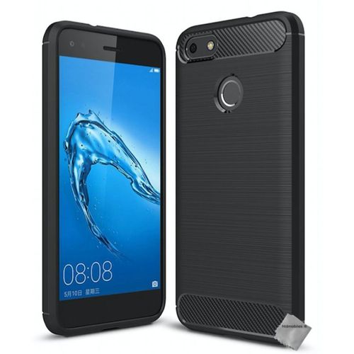 Housse Etui Coque Silicone Gel Carbone Pour Huawei Y6 Pro (2017) + Verre Trempe - Noir