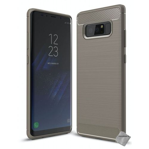 Housse Etui Coque Silicone Gel Carbone Pour Samsung Galaxy Note 8 + Film Ecran - Gris