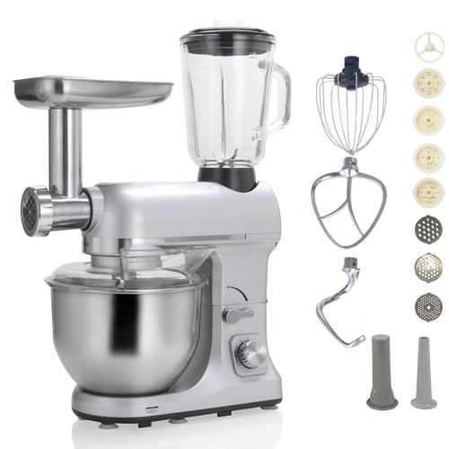 Robot Multifonctions 5l 1000w Silver Avec Hachoir Et Blender 1,5l En Verre Robimix Silver