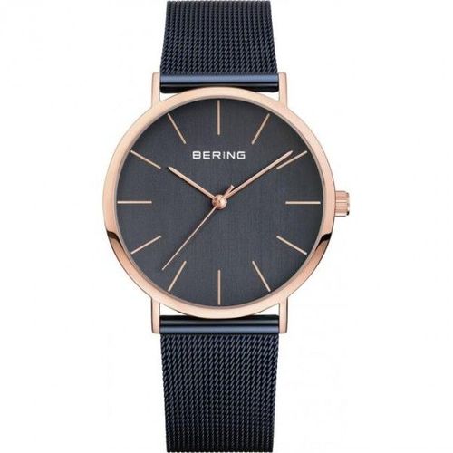 Montre Bering Femme Acier Rosé Milanais Bleu 13436-367