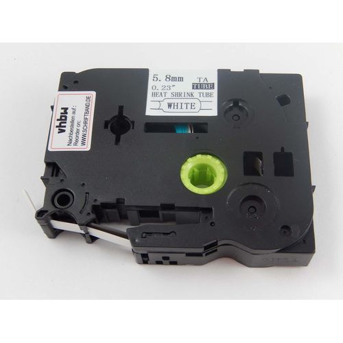 vhbw Ruban compatible avec Brother P-Touch PT-E300VP imprimante d'étiquettes Noir sur Blanc, cassette de gaine thermorétractable, 5,8 mm