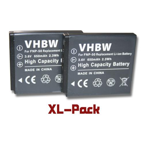 vhbw 2x Li-Ion batterie 650mAh (3.6V) pour appareil photo DSLR Fuji / Fujifilm Finepix F660EXR remplace NP-50