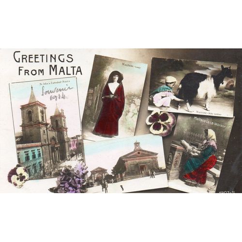 Carte Postale Ancienne - Ile De Malte - Greetings  From Malta - Annee 1914