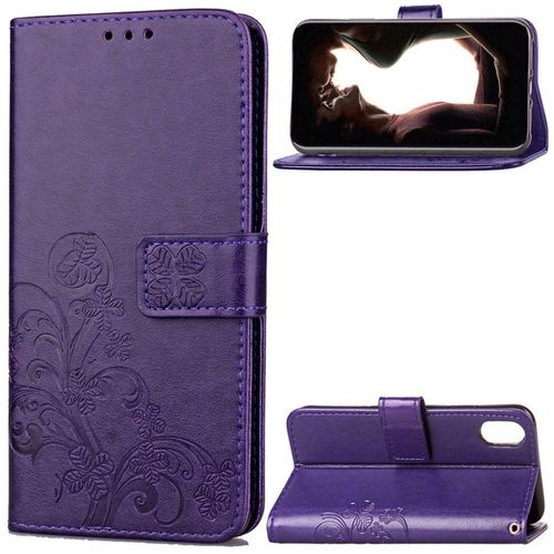 Apple Iphone X / Xs Coque, Saturcase Lucky Clover Pu Cuir Magnétique Flip Portefeuille Support Porte-Carte Protecteur Coque Housse Étui Pour Apple Iphone X / Xs (Violet)