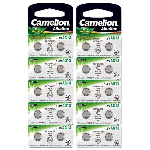 Lot de 20 piles Camelion LR44 / A76 / AG13 pile bouton, longue durée de conservation