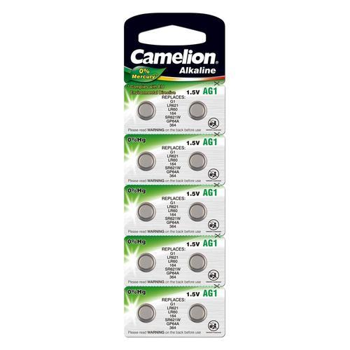 10 Camelion AG1 / LR60 / 164 / 364 / LR621 pile bouton, longue durée de conservation (date d expiration marqué)