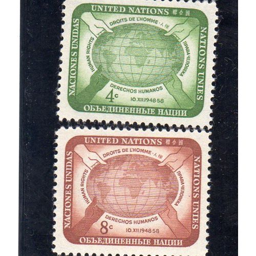 Timbres-Poste Des Nations Unies, Bureau De New-York (10ème Anniversaire De La Déclaration Universelle Des Droits De L'homme)
