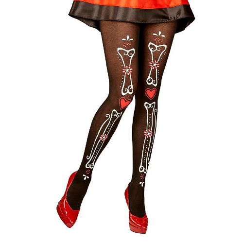 Paire De Collants Jour Des Morts Os - Taille M/L