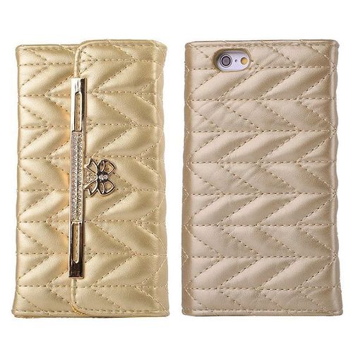 Etui A Rabat Folio Porte Carte Iphone 6 6s (4"7) Or Gold Bag Leather Diamond 892_7