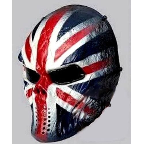 Masque De Protection Drapeau Britannique Anglais Uk Union Jack Skull Horreur Tête De Mort Warrior Chiefs Battle Wargame Déguisement Captain America Squelette Outdoor Airsoft Paintball