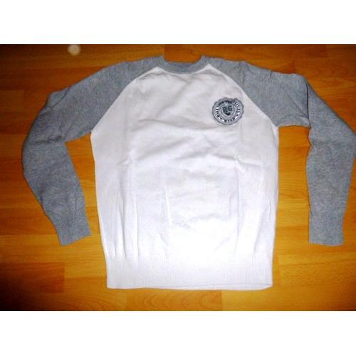 Pull Manches Longues Blanc Et Gris - Rg 512 - 16 Ans 