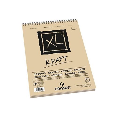 Canson Bloc Xl 60 Feuilles Kraft Spiralé Petit Côté A3 90g