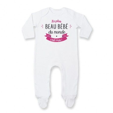 Pyjama Bebe Le Plus Beau Bebe Du Monde C Est Moi Fille Blanc Rakuten