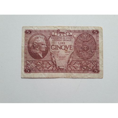 Billet 5 Lires Italie 1944