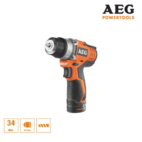 Perceuse-visseuse AEG 12V Prolithium-ion - 2 batteries 2.0Ah - 1 chargeur 40mins - BS12C2 LI-202B