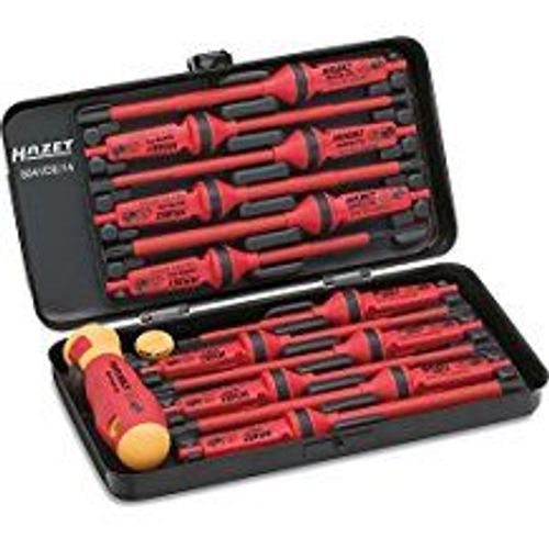 Hazet Jeu de tournevis VDE - Profil Pozidriv PZ, Profil Phillips PH, Profil à 6 pans intérieurs, Profil à fente - Nombre d'outils: 14 - 804VDE/14