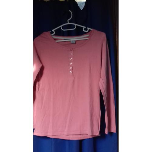 T-Shirt Manches Longues La Redoute Coton T38/40 Rose 