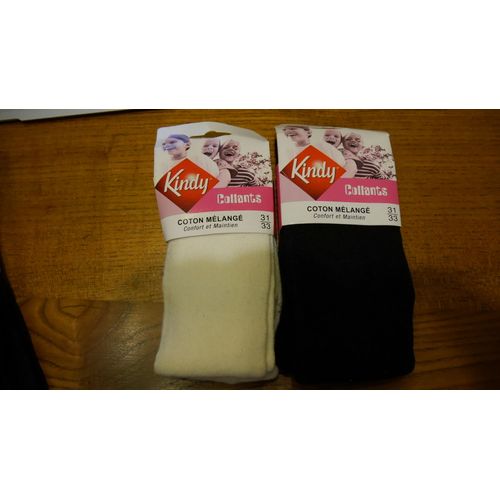 Lot De 2 Collants Kindy 31-33 Ecru Et Noir Neuf