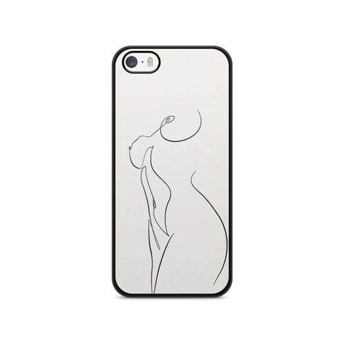 Coque Pour Iphone 5 / 5s / Se 2017 Silicone Line Art Drawing Bébé Amour Animaux Women In Love Abstrait Ligne Dessin Ref 6201