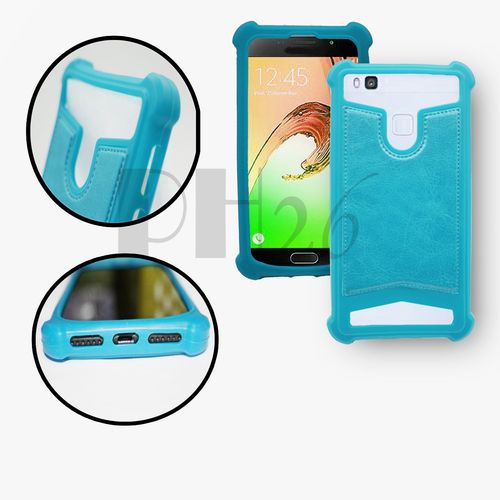 Honor 7 Premium Coque Arrière Façon Cuir Bleu Ciel Contours En Silicone Gel Anti-Chocs By Ph26®