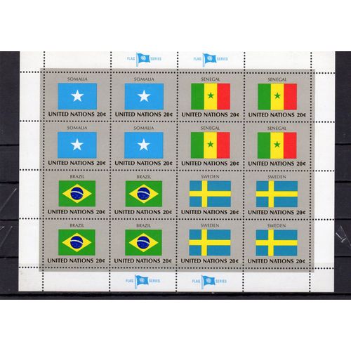 Timbres-Poste Des Nations Unies, Bureau De New-York (Drapeaux Des États Membres : Somalie, Sénégal, Brésil, Suède)