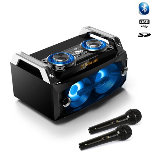 Système portable SPLBOX 120W USB SD FM Bluetooth + 2 Micros Noir Dj karaoké