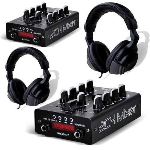 Pack 2 Tables de mixage Dj Sono USB Bluetooth IBIZA SOUND MIX500-BT + 2 Casques audio