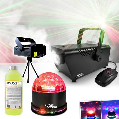 Pack Halloween Soirée de Terreur jeux de lumière LED + Machine à fumée et liquide
