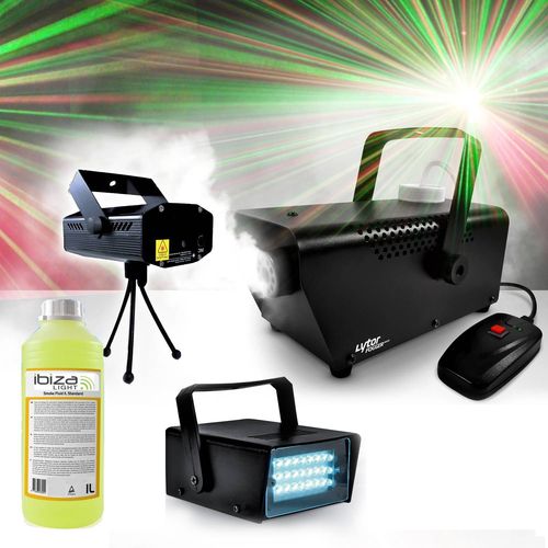 Pack Halloween Jeux de lumières LED Strobe + Machine à fumée et liquide