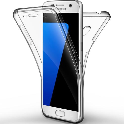 Housse Étuis Pour Mobile Samsung Galaxy J7 Année 2017 [ Transparente ] Protection Intégrale Avant Et Arrière. Matériau Silicone Souple Et Transparent + 1 Verre Trempé En Cadeau!