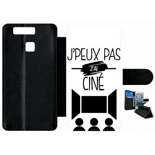 Etui À Rabat Huawei Ascend P9 - J Peux Pas J Ai Cin 1 - Simili-Cuir - Noir