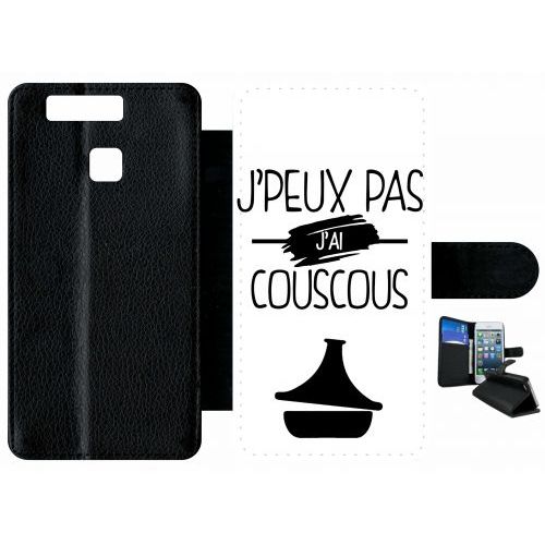 Etui À Rabat Huawei Ascend P9 - J Peux Pas J Ai Couscous 1 - Simili-Cuir - Noir